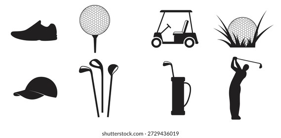 Satz von einzelnen Symbolen auf einem Themengolf