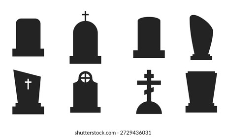 Conjunto de iconos aislados en una tumba temática