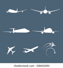 Set of isolated icons on a theme aircraft