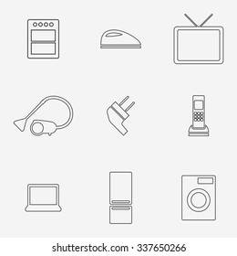 Set of isolated icons on a theme Household appliances