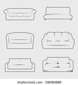 Set of isolated icons on a theme sofas