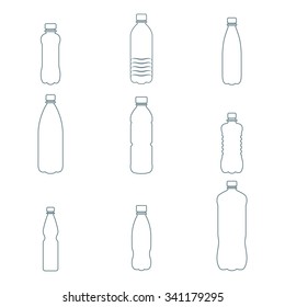 Set of isolated icons on a theme Plastic bottles 