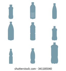 Set of isolated icons on a theme Plastic bottles 