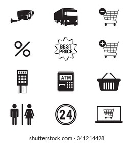 Set of isolated icons on a theme store