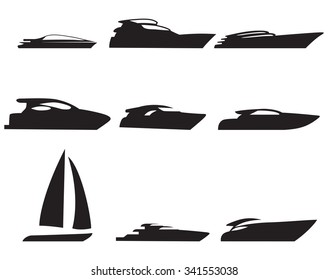 Set of isolated icons on a theme yach, boat