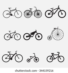 Set of isolated icons on a theme bicycle