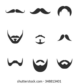 Set of isolated icons on a theme beard and mustache