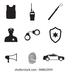 Set of isolated icons on a theme police