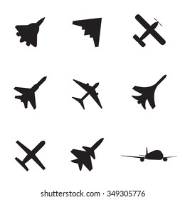 Set of isolated icons on a theme aircraft