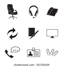Set of isolated icons on a theme call center