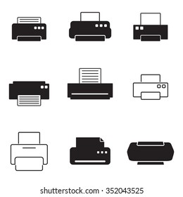 Set of isolated icons on a theme printers