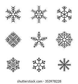 Set of isolated icons on a theme snowflake