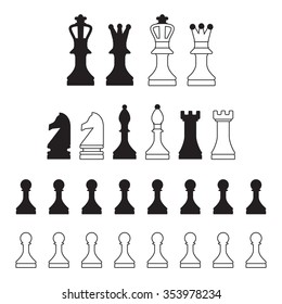 Set of isolated icons on a theme chess