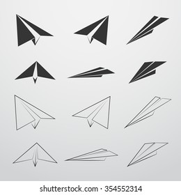 Set of isolated icons on a theme paper plane