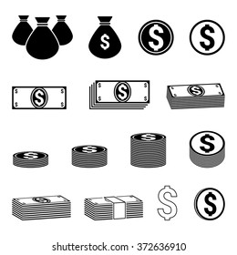 Set of isolated icons on a theme money