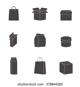Set of isolated icons on a theme cardboard packaging 