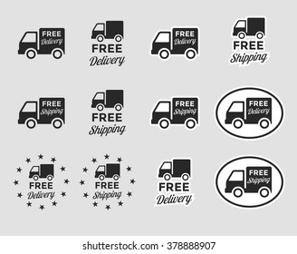 Set of isolated icons on a theme free delivery