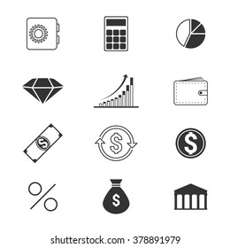 Set of isolated icons on a theme finance investment