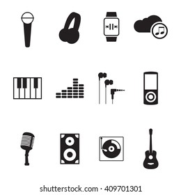 Set of isolated icons on a theme Music