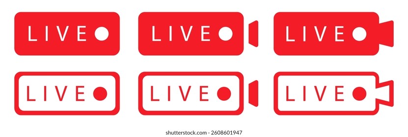Set of isolated icons for streaming, live broadcast, blog, television, shows etc. Vector
