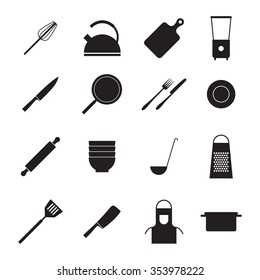 Set of isolated icons a theme kitchen objects