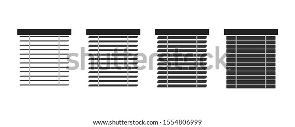  Set of isolated icons window\
blinds. Jalousie set, Interior design, vector\
illustration.