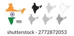 Set of isolated india maps. india flag overlaid with flag proportions. Maps and traveling around the world