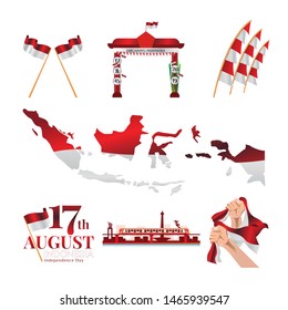 Set of isolated for Indonesia's independence day, graphic resources
