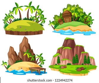 Set of isolated island illustration