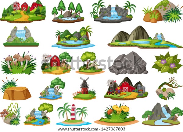 Set Isolated Island Illustration Stock Vector (Royalty Free) 1427067803 ...