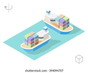 Set of Isolated Isometric Minimal City Elements. Carrier with Shadows on White Background.