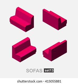 Set of the isolated isometric sofa