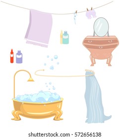Set of isolated items from the bathroom