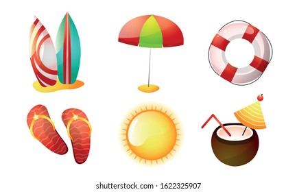Set of isolated items for sea summer holidays vector illustration