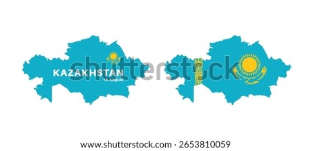 Set of isolated kazakhstan maps. kazakhstan flag overlaid with flag proportions. Maps and traveling around the world