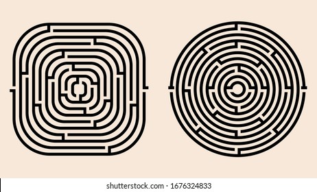 Set von isolierten Labyrinthen. Abstrakte Illustration aus dem Labyrinth der Vektorillustration.