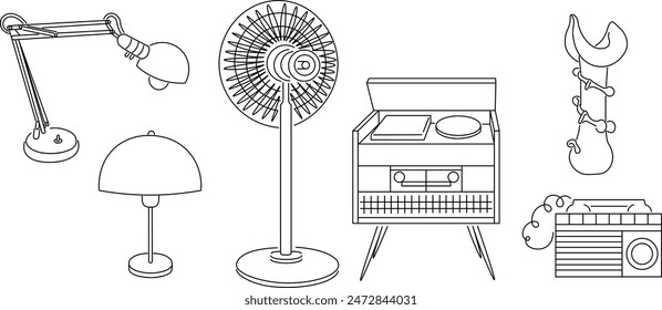 set isolated linear furniture chair and armchair in vector. interior icon for poster sticker design logo