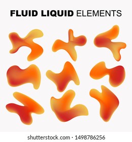Set isolated liquid elements of holographic rainbow design. Gradient iridescent shapes. Modern bright colorful splash fluid. item for the design of a logo, flyer, persentation, gift card,  Poster