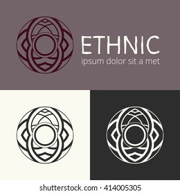 Set Isolated Logotypes Ethnic Concept Logo Stock Vector (Royalty Free ...