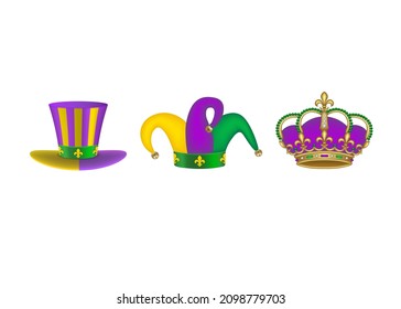 conjunto aislado de sombreros mardi gras