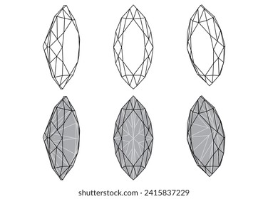 Conjunto de ilustraciones aisladas de piedras preciosas marquesas
