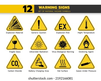 Set Isolated Material Hazardous Symbols On Stock Vector (Royalty Free ...