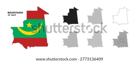 Set of isolated mauritania maps. mauritania flag overlaid with flag proportions. Maps and traveling around the world