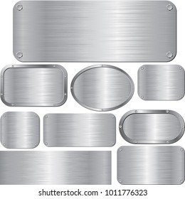 set of isolated metal textured plaques
