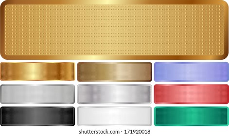 set of isolated metallic banners with grid texture