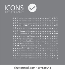 Set of Isolated Modern Simple Elegant White Stroke Icons vector