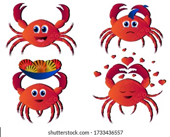 Set of isolated multicolored seashells on a white background