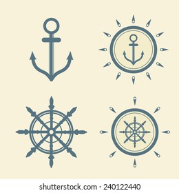 Set  of isolated nautical icons.
