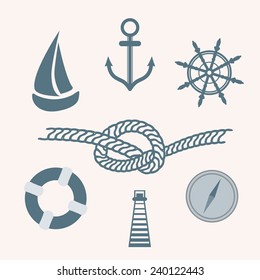 Set  of isolated nautical icons.