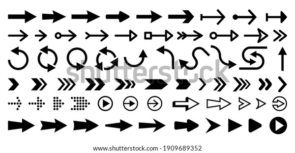 Set of isolated next or right move\
arrows. Play buttons for website. Undo and redo symbols.\
Directional vector icon for software design. Circle sign for update\
or refresh. Navigation\
pointer.Pictogram